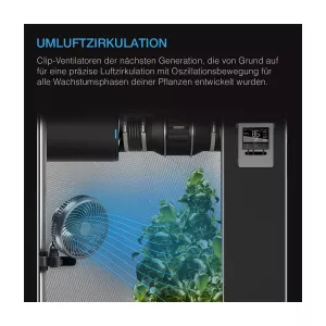 CLOUDRAY A6, GEN 2 Growzelt-Clip-Ventilator 150 mm mit langlebigem EC-Motor, 10-stufigen dynamischen Windmodi und Lüftergeschwin